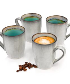 Sänger PREMIUM COLLECTION | Kaffeebecher Set Capri aus Steingut, 4-teiliges Kaffeetassen Set, Modernes und Einzigartiges