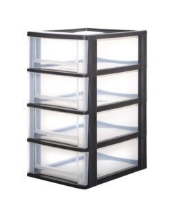 Iris Ohyama Schwarz Kunststoff Schubladenbox mit Easy-Pull-System für Büro und Schule BPA-frei A4 A5 A6