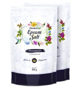 Nortembio Epsom Salz 100% Pur - Für Empfindliche Haut |Konzentrierte Magnesiumquelle | Ohne Zusatzstoffe - 2 x 850 g | N