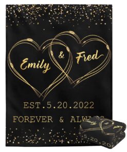 ZQYMM Individuelle Decken für Paar mit Namen und Datum, perfektes Geschenk für Frau und Mann, Hochzeitstag und Geburtsta
