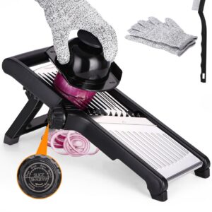 Mandoline Gemüsehobel 5-in-1 Profi Verstellbar | Gemüseschneider Edelstahl | Gurken, Obst, Karotten Schneider mit Reinig