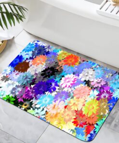 YISUMEI Badezimmerteppich Schnellwaschbar Rutschfester Absorbierend(Buntes Blumenmuster) YISUMEI Badezimmerteppich 42x