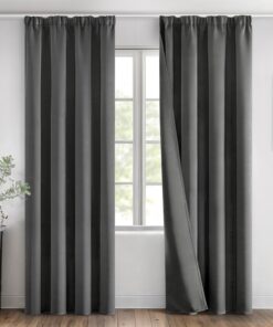 MIULEE Grau Thermovorhänge Abdunkelnung Wohnzimmer Thermo Gardinen 2er Set H 245 x B 140 cm