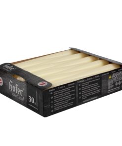 Hofer Spitzkerzen Elfenbein - Lange Brenndauer 7 Std. - RAL-Qualitätswachs - Made in EU - Set von 30 Stabkerzen