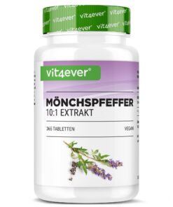 Mönchspfeffer 365 Tabletten - Hochdosiert - 20 mg Extrakts pro Tablette - 100% Vegan - Ohne Unerwünschte Zusätze - Wasch