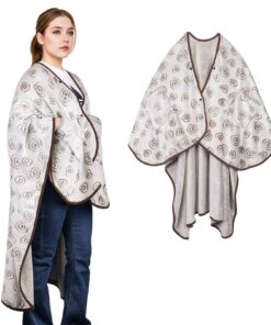 SIVENKE Damen Poncho Fleece mit Knöpfen Taschen Bequemer Tragbarer Überwurf für Bett Sofa Büro