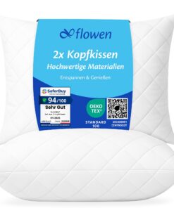 Flowen Hypoallergene Kopfkissen 40x80 cm für Allergiker mit Anti-Milben-Folie Flowen 100% Polyester Kopfkissen 40x80 cm