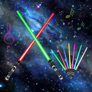 2 Stück Star Wars Lichtschwert Spielzeug für Kinder | 7 Farben Lichtschwert mit Soundeffekten als Cosplay Spielzeug | D