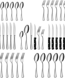 Gifcomda Edelstahl Besteck Set 36 Teile für 6 Personen, Hochglanzpoliert, Spülmaschinenfest, Premium-Qualität für Famili