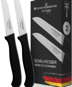 Schwertkrone® Schälmesser 2er Set - Gemüsemesser Obstmesser - Küchenmesser klein scharf (2x 3 gerade)