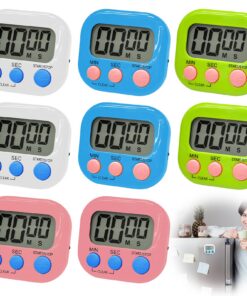 Magnetisch Stoppuhr Timer: Digitale Küchentimer mit Uhr & Großem LCD-Display für Küchen, Büros & Sport (Batterien nicht