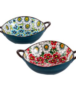 Henten Home Porzellan Salatschüssel Bunte 2er-Set 850ml für Pasta Salat Obst