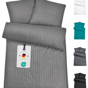 Carpe Sonno® Zeitlose Mikrofaser Damast Bettwäsche gestreift | Hotel Qualität 135x200 |apur