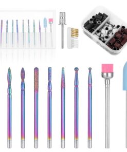 10 Stück Nagelfräser Bits für Acryl Gel Nagel Maniküre - Wolframkarbid, Fräser Bits mit 75 Schleifhülsen, Nagelfräsen f