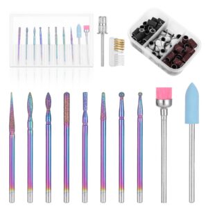 10 Stück Nagelfräser Bits für Acryl Gel Nagel Maniküre - Wolframkarbid, Fräser Bits mit 75 Schleifhülsen, Nagelfräsen f