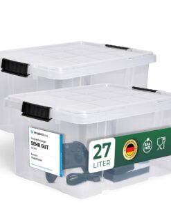 Novaliv 2x transparente Storage boxes mitClipverschluss für Haus und Garten BPA-frei 27L 46,5x36,5x24 cm Novaliv 2x st
