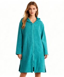 DiaryLook Kapuzen-Badeponcho mit Reißverschluss | Schnelltrocknender Microfiber Surf-Poncho | Für Strand, Wassersport &