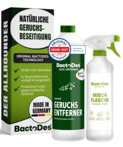 BactoDes Spezial Geruchsneutralisierer 1L - Enzymreiniger mit biologischer Mikrobenkraft & Tiefenwirkung - Effektiver Ge
