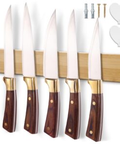 Magnetscharnier Messerhalter aus Bambus, extra stark, magnetisch, Holzgesteckt, 40x6x2 cm, Küche und Küchenutensilien |