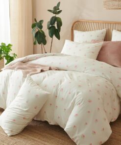 Lanqinglv Bettwäsche Rosa Tulpen Muster EcoTex Zertifiziert Allergiker geeignet 135x200cm Set
