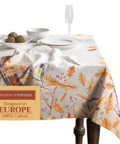 Maison d'Hermine Tischdecke rechteckig, 100 % Baumwolle, ideal für Festliche Events und das tägliche Gebrauch im Esszimm