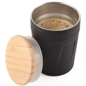 Troika Thermobecher Schwarz-Braun Heißgetränke Edelstahl Bambus 160ml CUP75