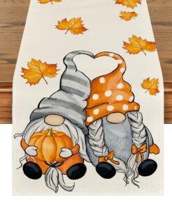 Artoid Mode GNOME Kürbisse Ahornblätter Herbst Tischläufer für die Küche und Dekoration im Innendo Urlaub 40x180 cm