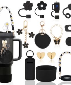 LUOJINYI Stanley Cup Zubehör, 15 Stück, für Stanley Cup 800-1100 ml, Premium Accessoire Set, Stylish Schwarz (Becher nic