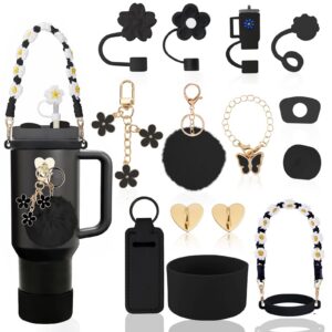 LUOJINYI Stanley Cup Zubehör, 15 Stück, für Stanley Cup 800-1100 ml, Premium Accessoire Set, Stylish Schwarz (Becher nic