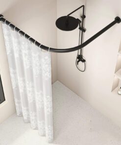 Duschvorhangstange ohne Bohren L-Form Edelstahl verstellbar 75-95 x 75-95 cm Badezimmer Ankleidezimmer