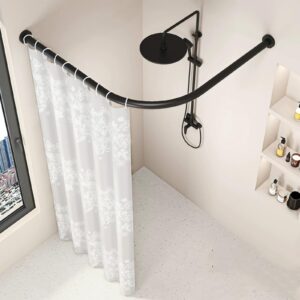 Duschvorhangstange ohne Bohren Edelstahl L-Form verstellbar Badezimmer Ankleidezimmer 75-95x75-95cm