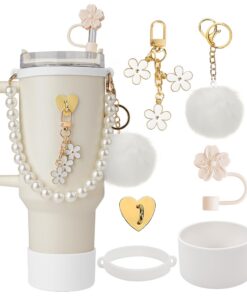 ROMANVIC Stanley Cup Zubehör Set - Haltbarkeitssriehrer, Tuchriemen und Silikon Abdeckung für 800-1100ml Tumbler - Ideal