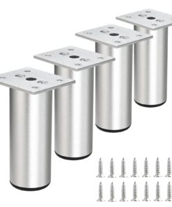 SUMTree 4 Stück 10cm Runde Möbelfüße (Silber) für Schrank, Stuhl und Tisch - Einfache Montage und Practice newIndex