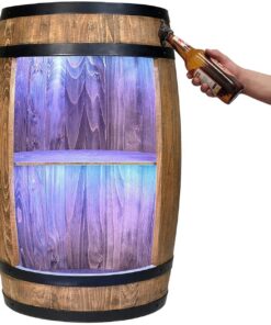 WEECO LED RGB Fassbar mit Flaschenöffner - Holzfass Bar Regal für Wein Whisky Bier
