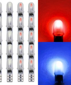 Glassockellampe DC 12 V T5 LED Leuchtmittel + Led Tacho Licht + Glühlampe Tacholampe (Eisblau + Rot)