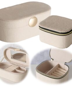 LS-LebenStil Vintage Schmuckkästchen für Samt Beige 12cm - Schmuckschatulle für Juweliere undVintage Fans
