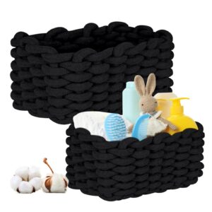 2 Pcs Aufbewahrungskörbe Baumwolle, Baumwollseil geflochten, Speicher- und Organisator für Kinderzimmer, Wohnzimmer und