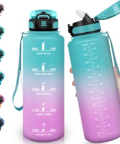 HoneyHolly Trinkflasche 1.5L Auslaufsicher mit Zeitmarkierung für Fitness Outdoor