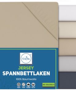 Cozita Basics Spannbettlaken Beige - Baumwoll Jersey, Öko-Tex Zertifiziert, perfekt für Hochgeschäftsbetten bis 25 cm –