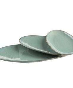 MÄSER Serie Nottingham - 3 Servierplatten für Einladungen und Tagesgesellchaft - Vintage Look - Türkis-Grün | MÄSER Ser