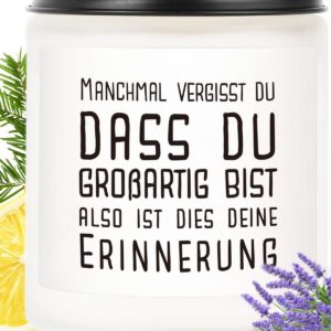 VivaJoy Mutmacher Geschenk Lavendel Duftkerze - Positive Geschenke für Frauen, Kollegen, Beste Freundin, Schüler | Viva
