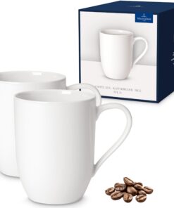 Villeroy & Boch For Me Henkelbecher 2er Set 290 ml Weiß | Spülmaschinenfest, Mikrowellensicher | Große Kaffeetassen Prem