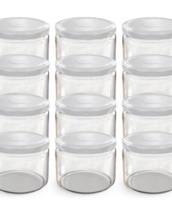 Oputec Einmachgläser 12 x 282 ml Weiß mit Schraubdeckel – Ideal für Marmeladen, Konfitüren & Dip-Gläser