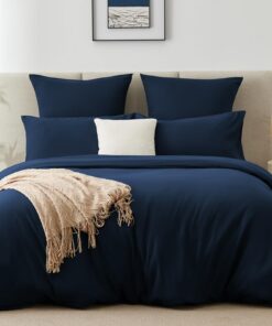WAVVE Bettwäsche 220x240 3-teilig Blau - Bettbezug 240x220 mit 2 Kissenbezügen 65x65 cm