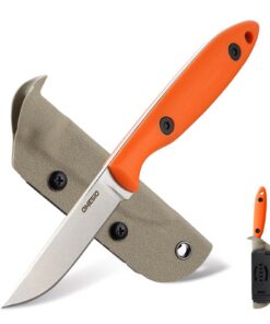 Omesio DC53 Stahl Messer für Outdoor Aktivitäten, Feststehende Klinge und Ergonomischer G10 Griff, perfekt für Männer un