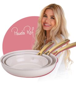 FACKELMANN Pamela Reif Bratpfannen-Set 3-Tuhrig, Pastell-Beige,(hitzebeständig,) für Alle Herdarten, aus(recyceltem) Alu