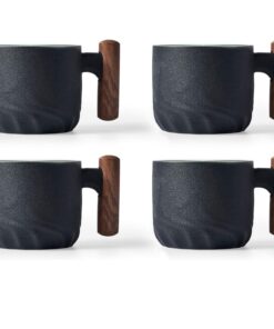 ERBO Premium Espresso Tassen 70 ml Schwarz für Espresso Tee und Mokka mit Henkel