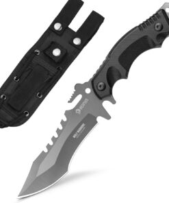 NedFoss WOLF Survival Messer - Outdoor Messer für Camping und Jagd - Bushcraft Bowiemesser mit G10 Griff und Scheide - 1