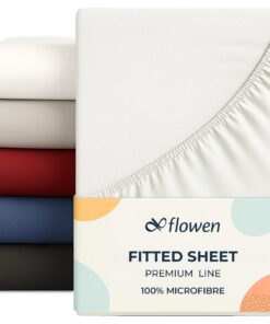 Flowen Spannbettlaken 120x190 cm Mikrofaser Weiß für Bett Atmungsaktiv und Hypoallergen Anti-Milbe Maschinenwaschbar
