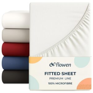 Flowen Spannbettlaken 120x190 cm Mikrofaser Weiß für Bett Atmungsaktiv und Hypoallergen Anti-Milbe Maschinenwaschbar
